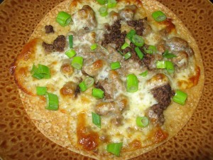 Delicious FAILSAFE "Food For Life, brown rice tortilla" pizza. 